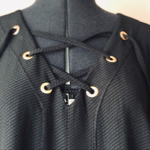 Kensie Black Lace Up Front Dress Sz.XL - Picture 2 of 14